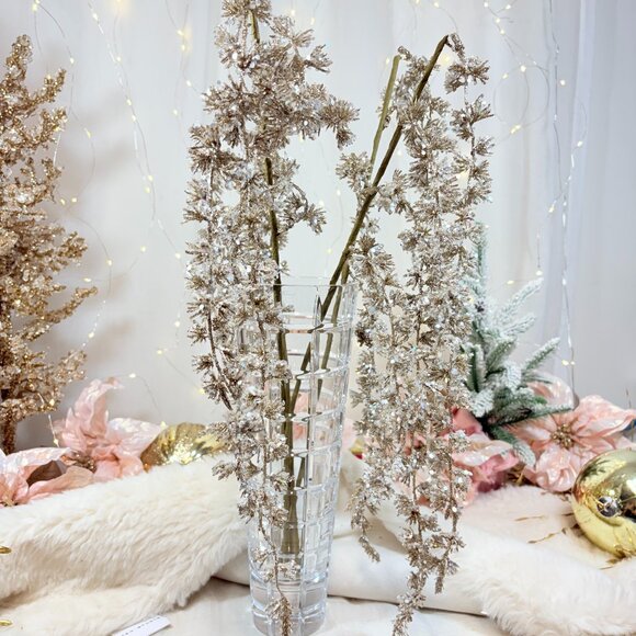 Mark Roberts Snowy Glitter Hanging Tree Pick  Champagne Gold Set of 4 - Picture 1 of 5